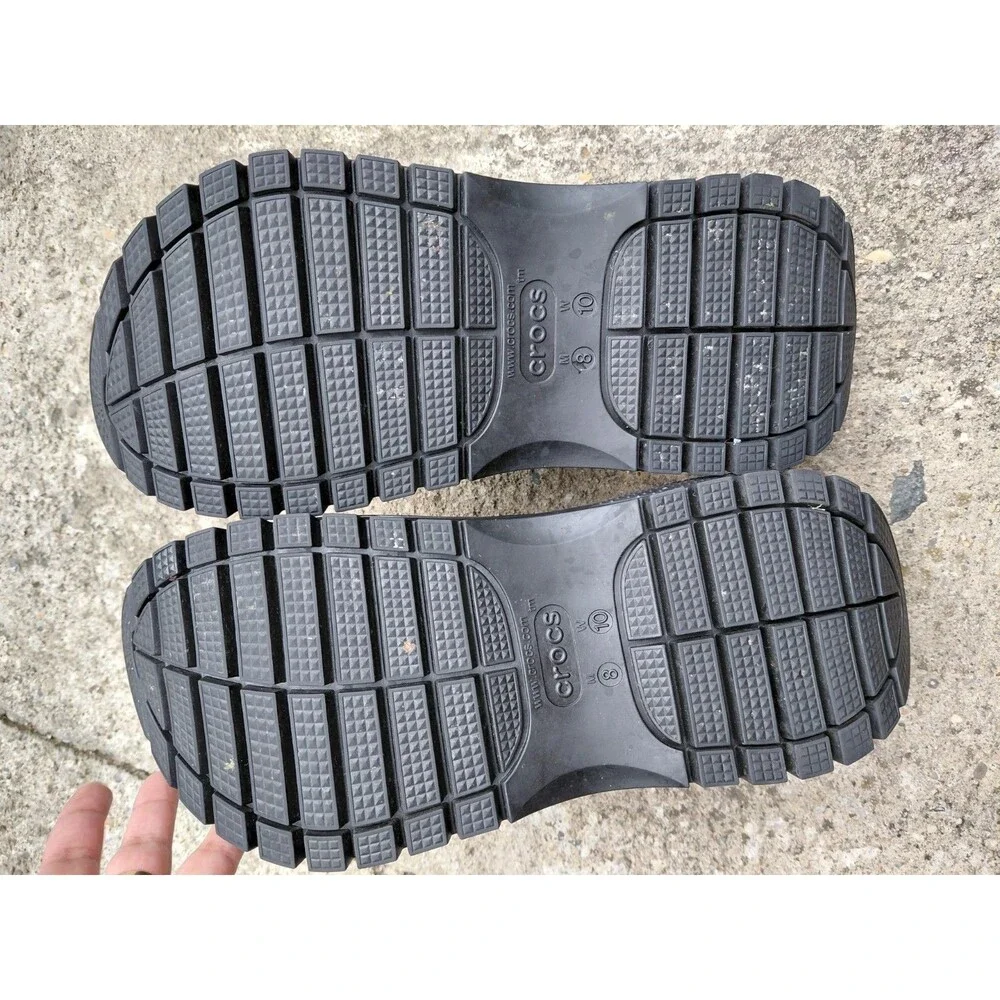 CROCS Black Mega Crush Rebel Clogs Black M8 W10 SANDALS PLATFORM